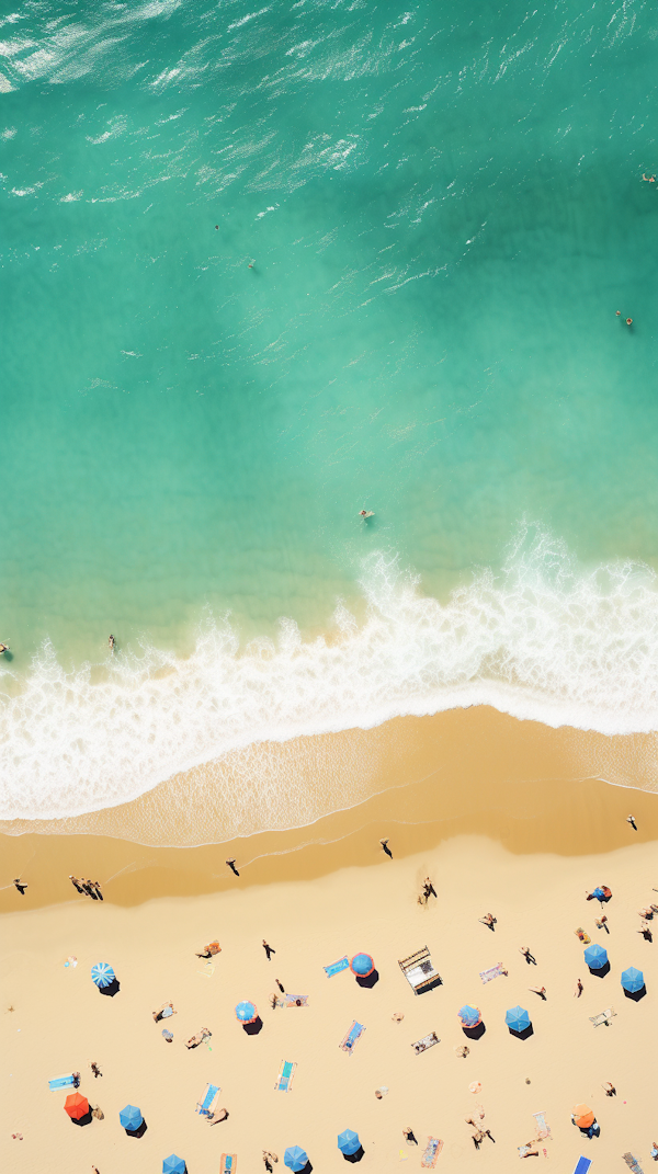 Aerial Bliss: Golden Sands Meets Turquoise Waves