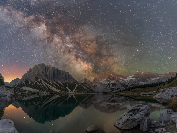 Majestic Night Sky Over Mountain Range