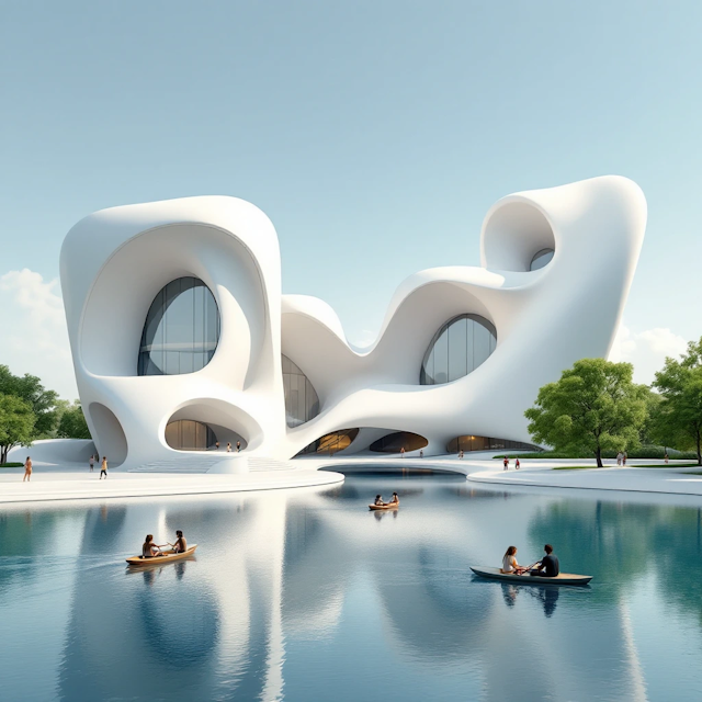 Futuristic Architectural Structure by Water