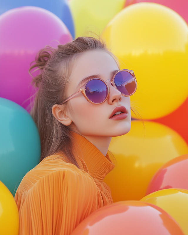 Woman with Colorful Balloons