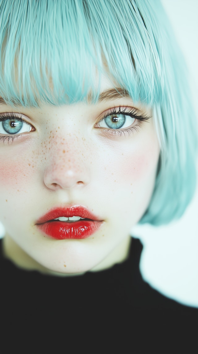 Close-up Portrait with Blue Hair