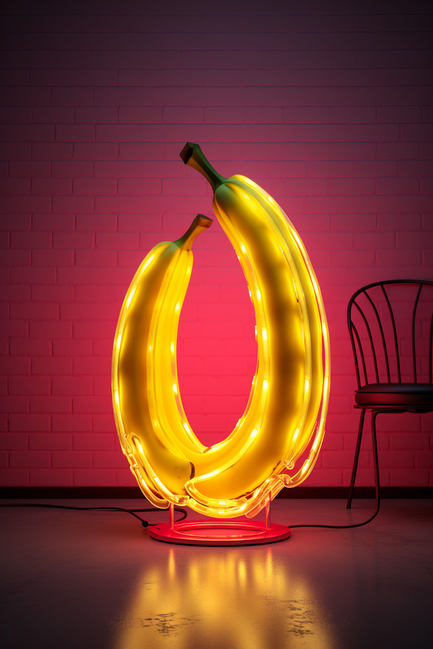 Neon Bananas on Red