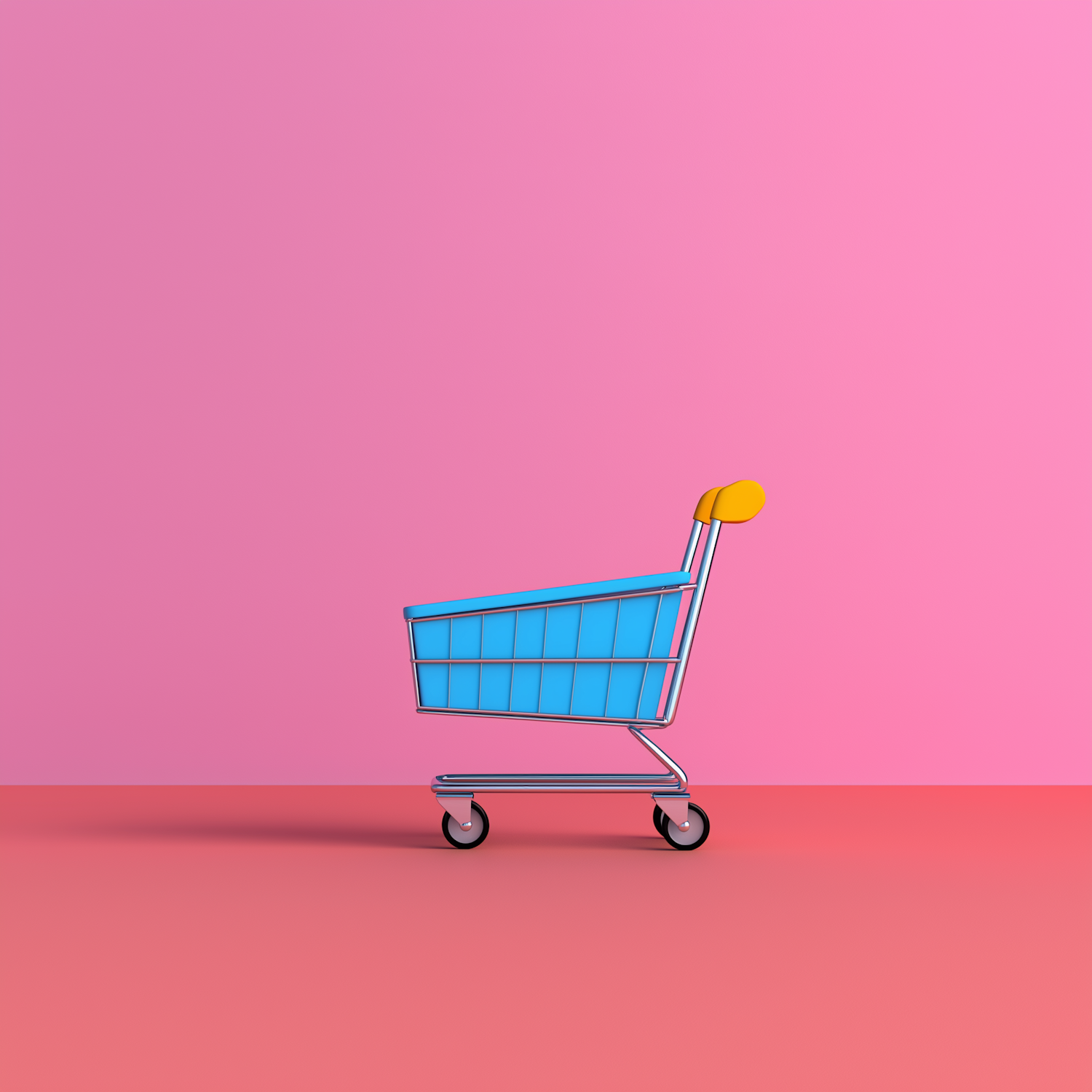 Vibrant Blue Shopping Cart on Gradient Background