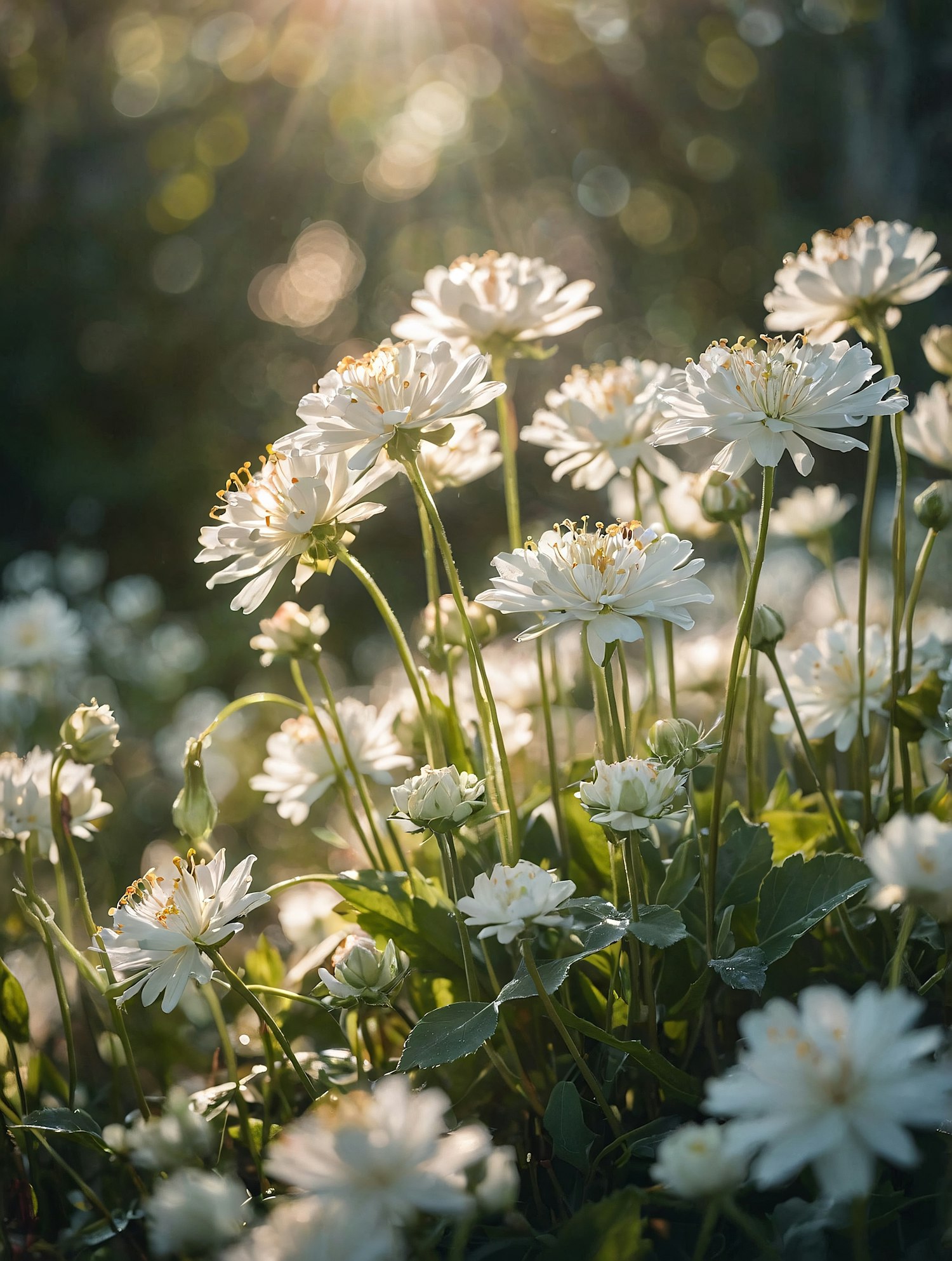 Sunlit White Flowers