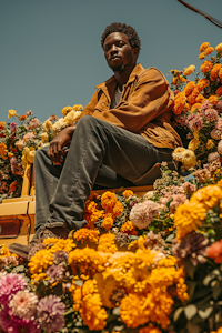 Contemplative Man in a Floral Eden