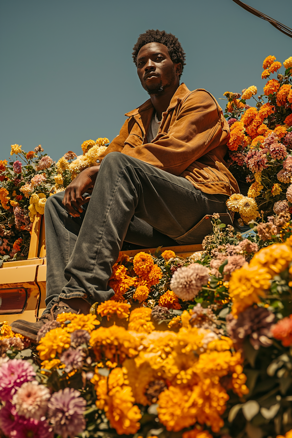Contemplative Man in a Floral Eden