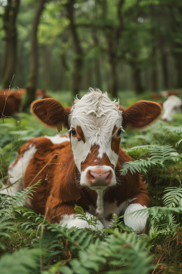 Serene Cow in Green Foliage