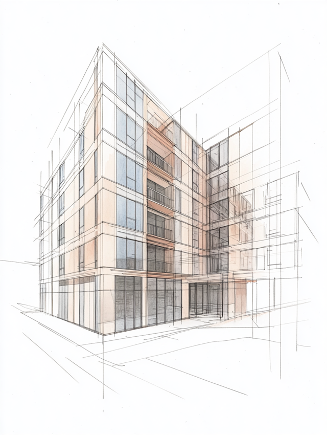 Modern Building Architectural Sketch