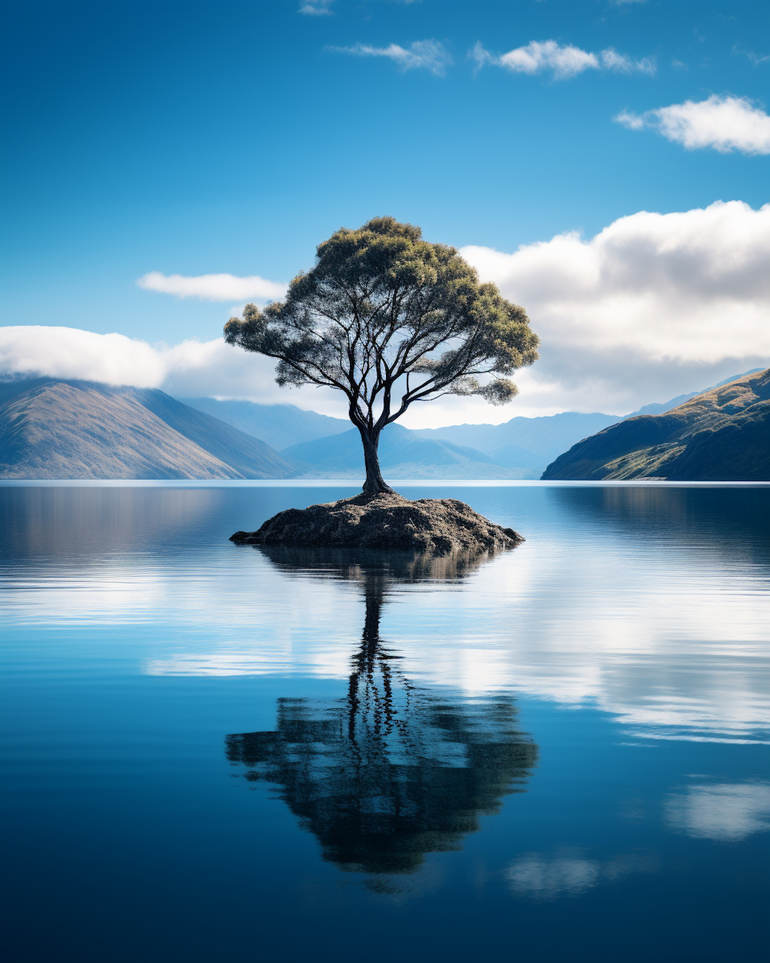 Solitary Tree on Serene Island Oasis