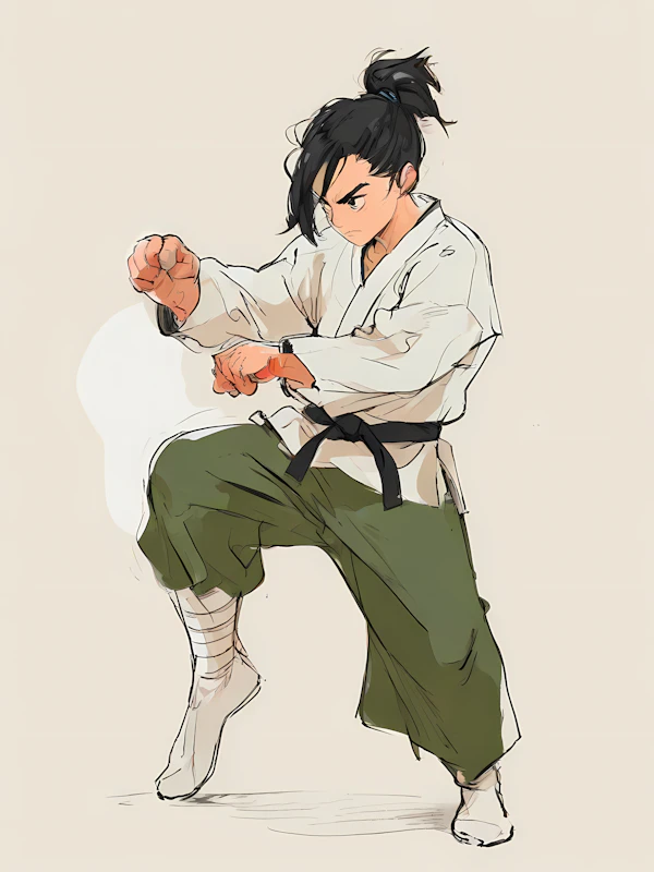 Martial Artist in Dynamic Pose