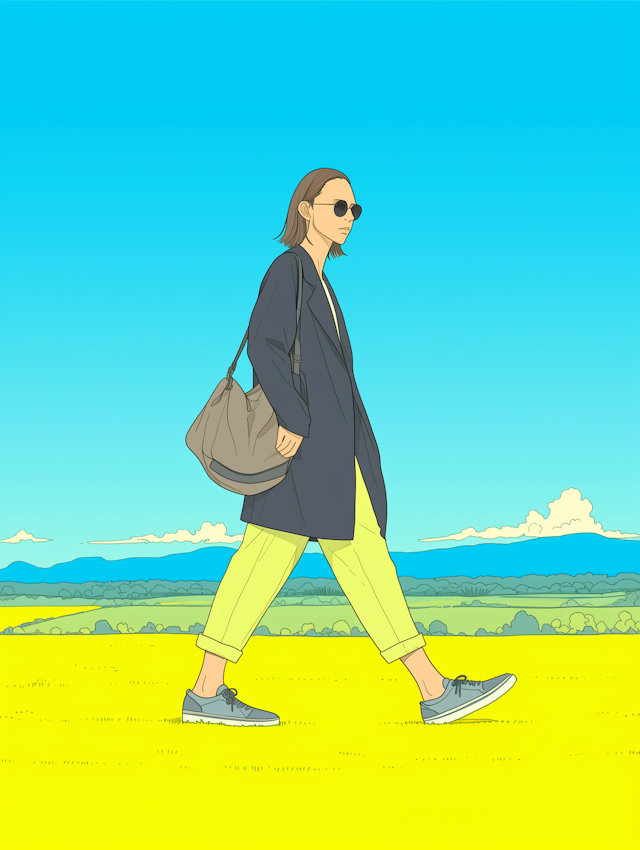 Person Walking Through Yellow Field