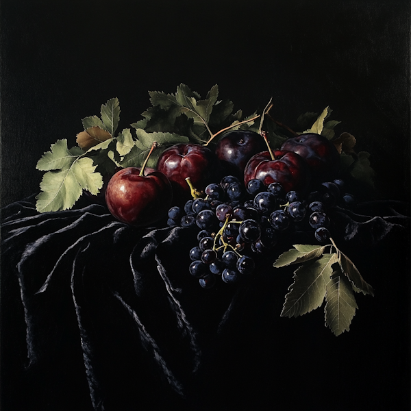 Elegant Still Life with Grapes and Apples