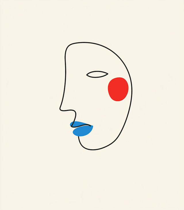 Minimalist Line Drawing of a Face