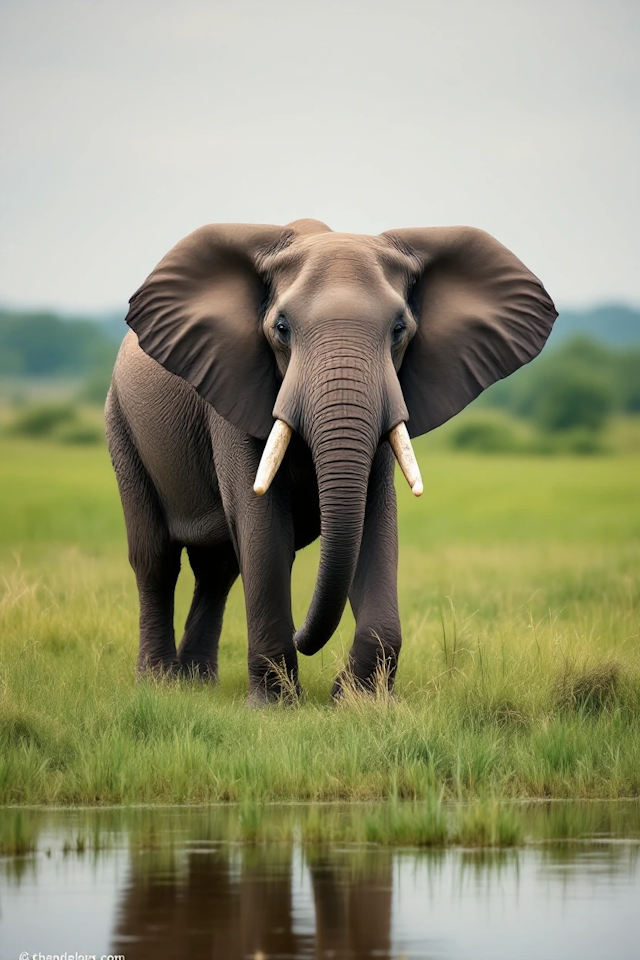 Majestic Elephant in Lush Field