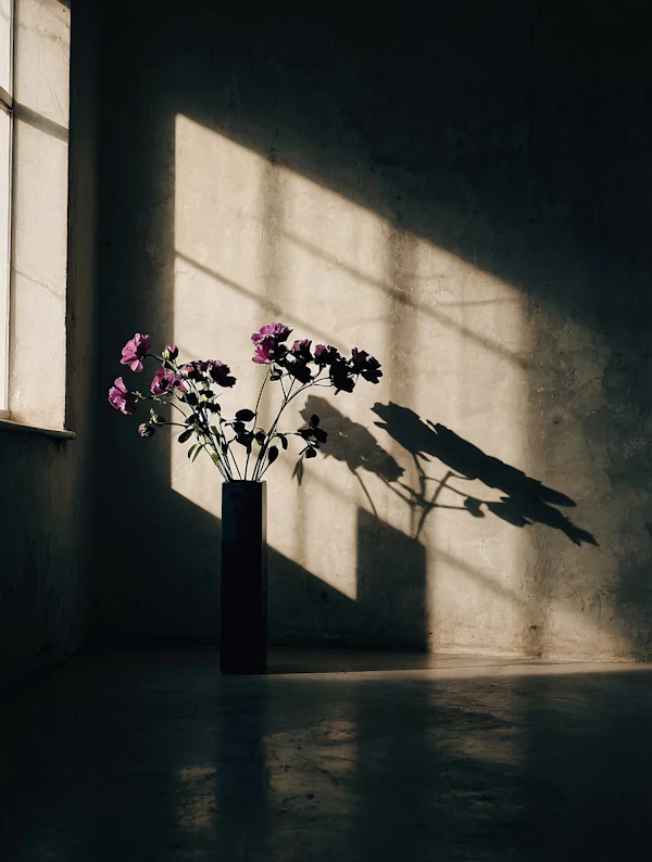 Purple Flowers in Vase