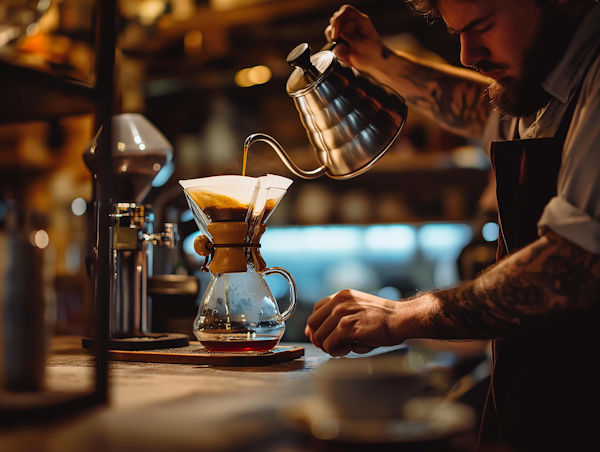 Artisan Barista Crafting Pour-Over Coffee