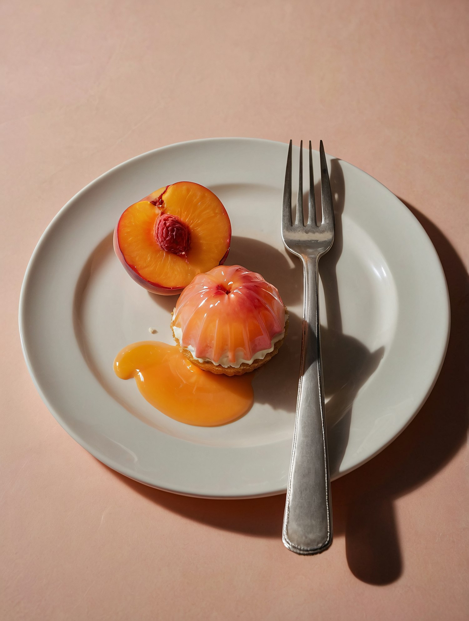 Peach Dessert on White Plate