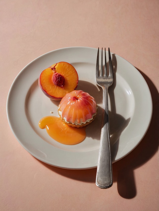 Peach Dessert on White Plate