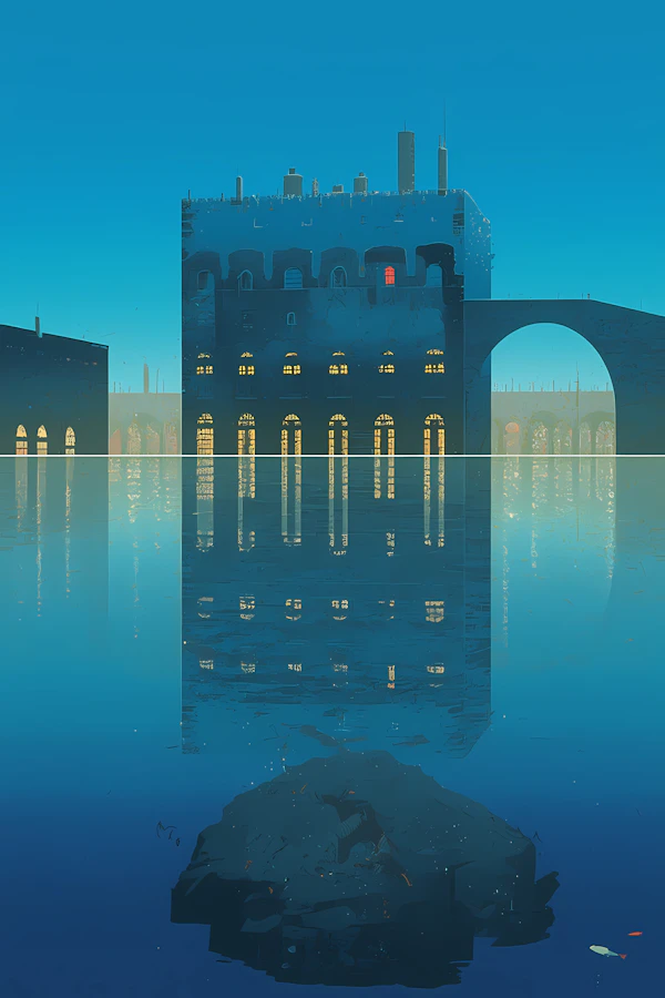 Submerged Building Scene