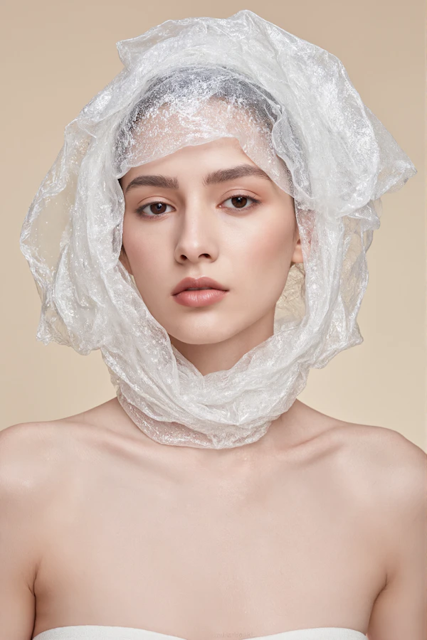 Serene Portrait with Textured Material