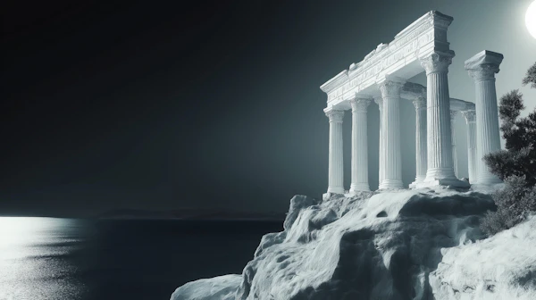 Moonlit Greek Temple