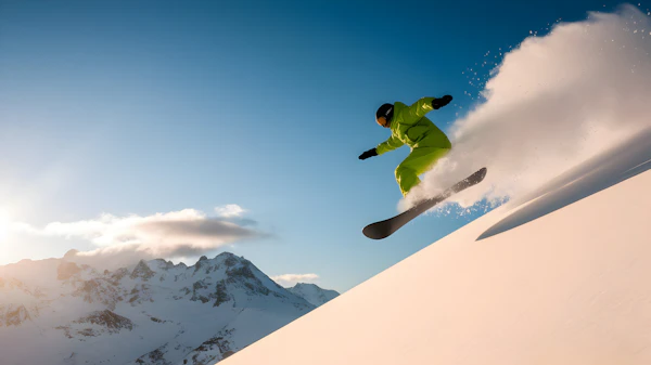 Snowboarder Mid-Air Jump