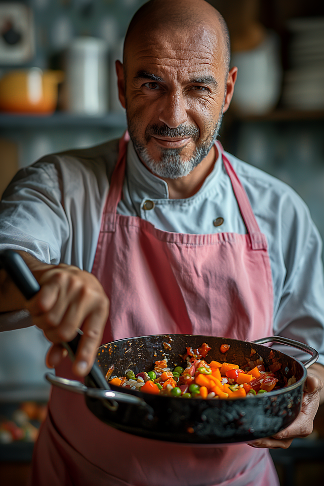 Senior Chef Cooking Vegetables