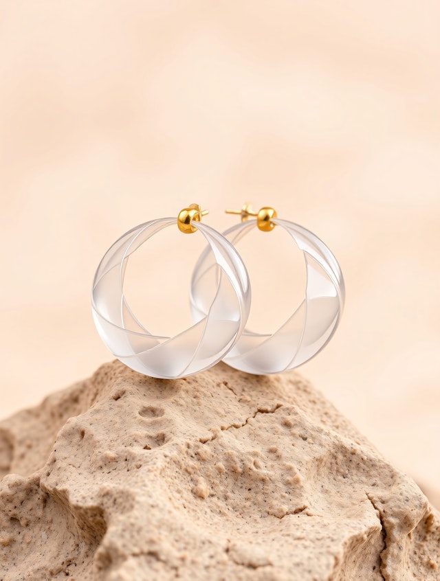 Elegant Earrings on Rock Surface