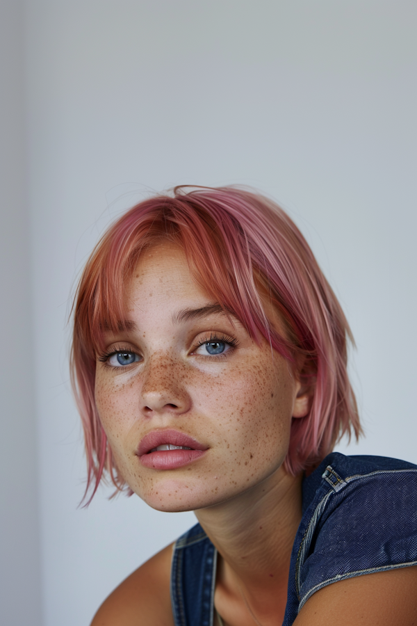 Portrait of a Young Woman with Pink Hair