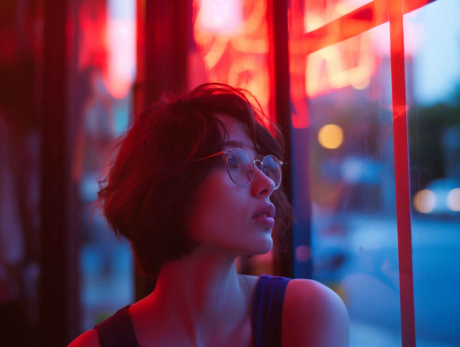 Twilight Contemplation in Neon