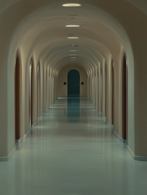Symmetrical Hallway with Arches