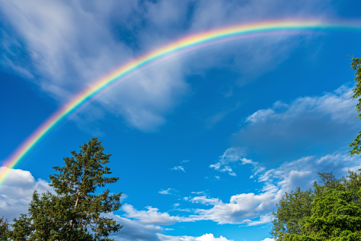 Rainbow Arc Over Natural Landscape