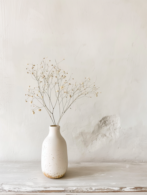 Serene Ceramic Vase with Dried Botanicals