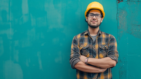 Confident Professional in Safety Helmet