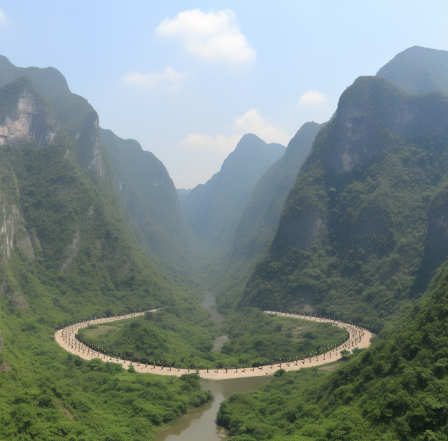 Verdant Karst Valley with Meandering River