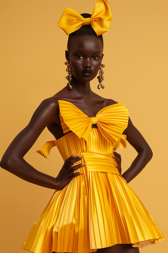 Woman in Vibrant Yellow Dress