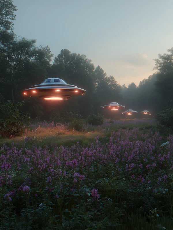 Meadow with UFOs