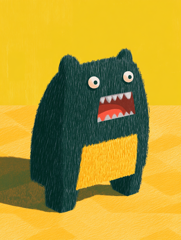 Cartoonish Creature on Yellow Background