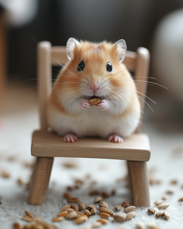 Adorable Hamster on Chair