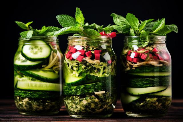 Vibrant Pickle Jars Still Life