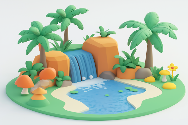 Stylized Tropical Island 3D Model