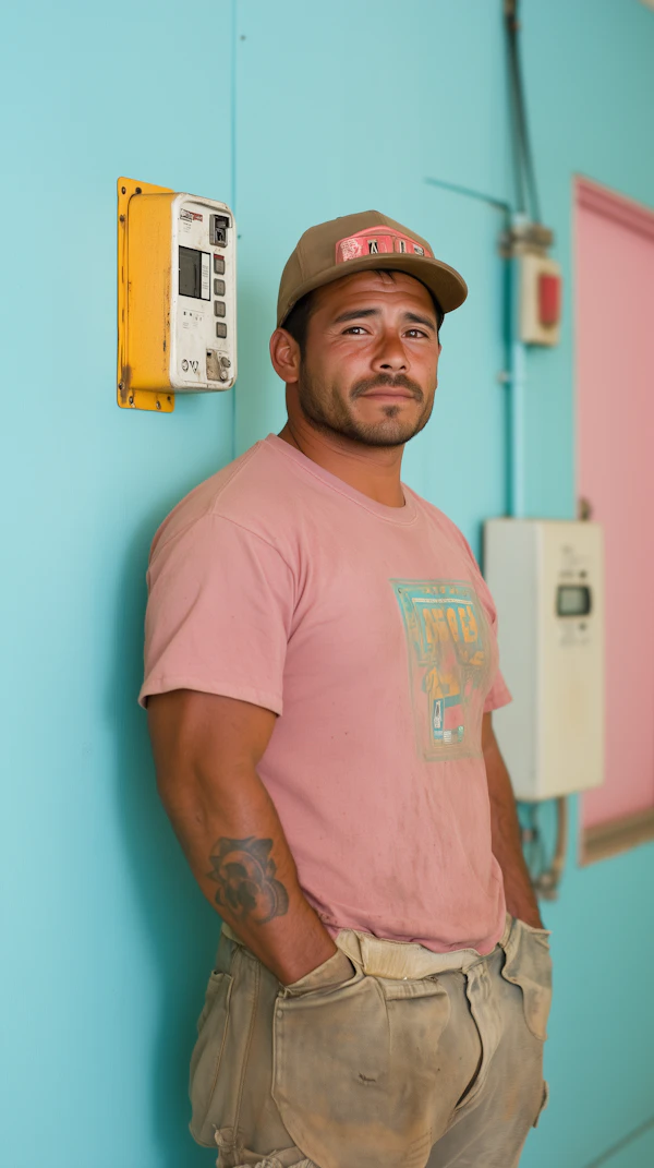 Man Against Colorful Wall
