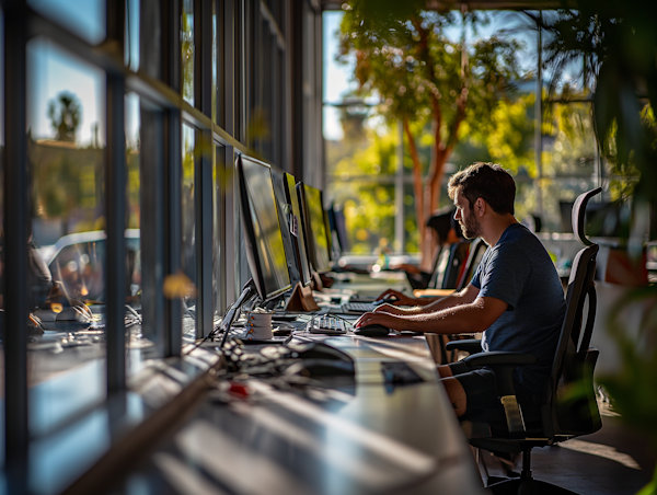 Modern Professional in a Sunny Co-Working Space