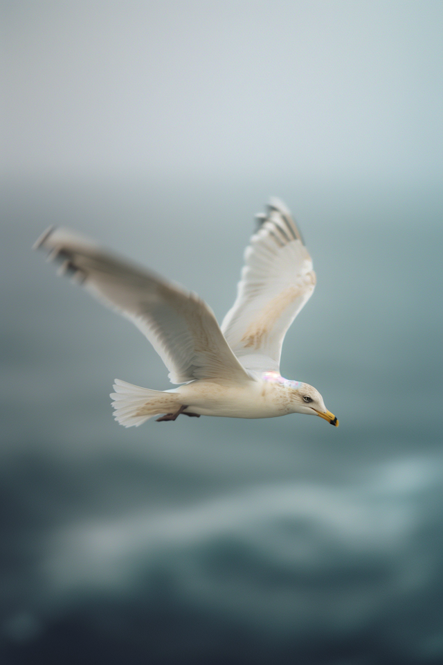 Graceful Seagull in Overcast Skies