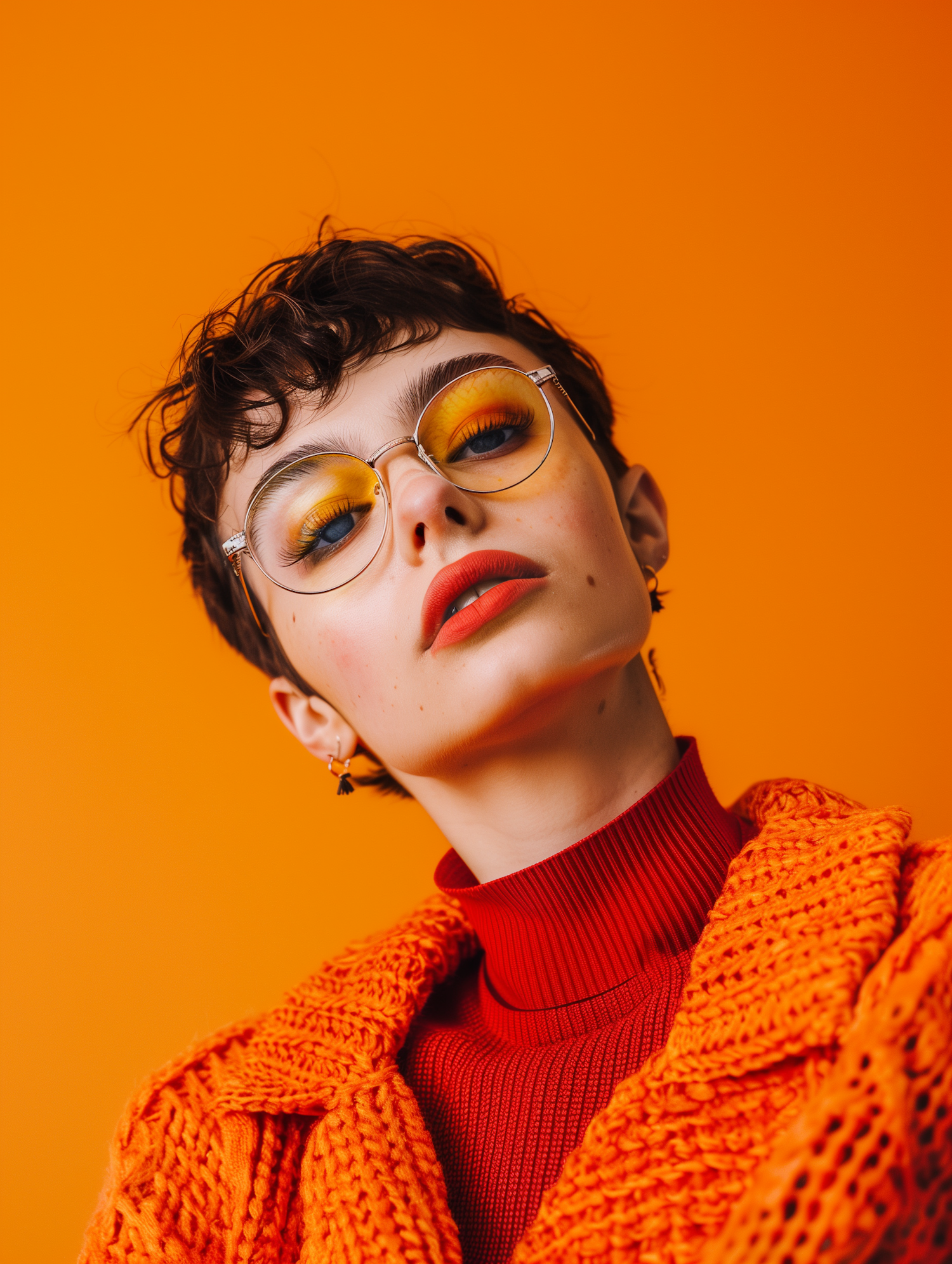 Monochromatic Portrait in Red and Orange Hues