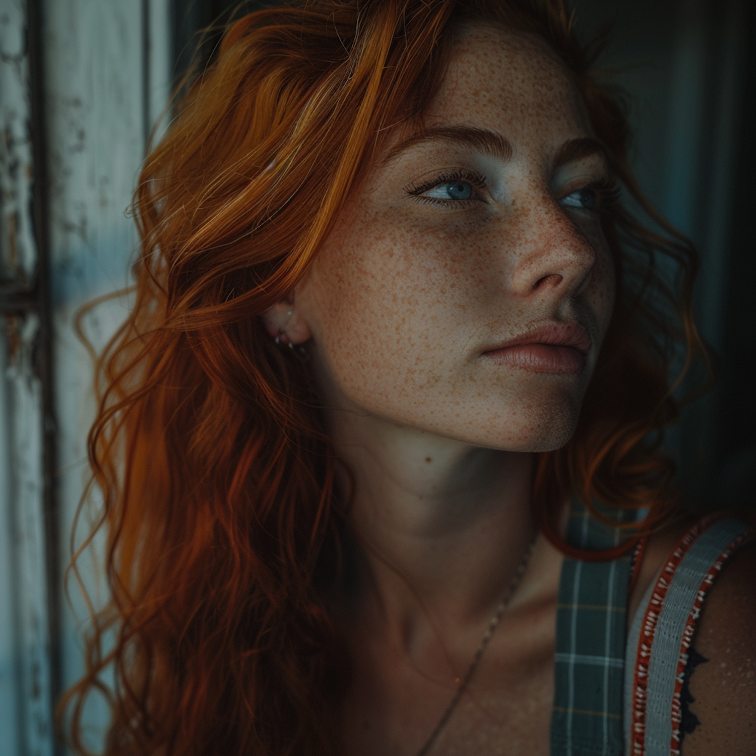 Serene Redhead with Blue Eyes