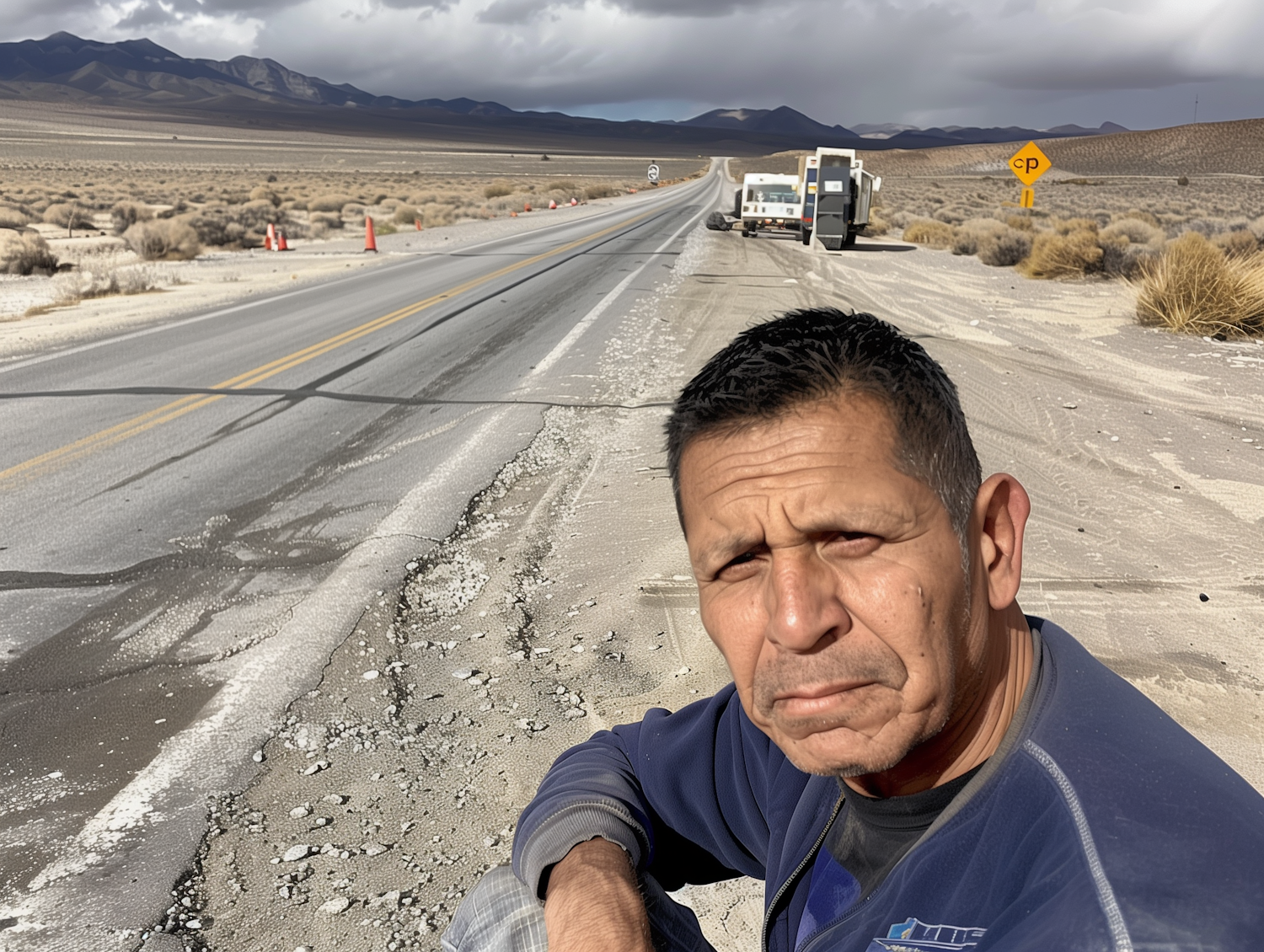 Man and Desert Road