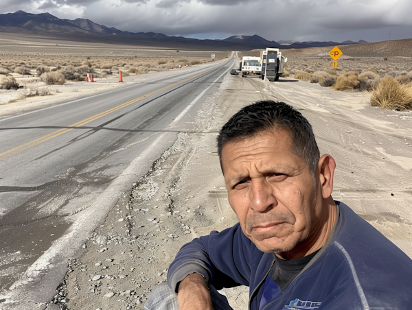 Man and Desert Road