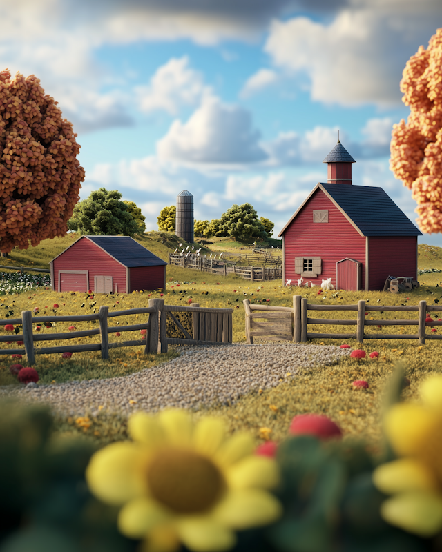 Rural Barnyard Scene