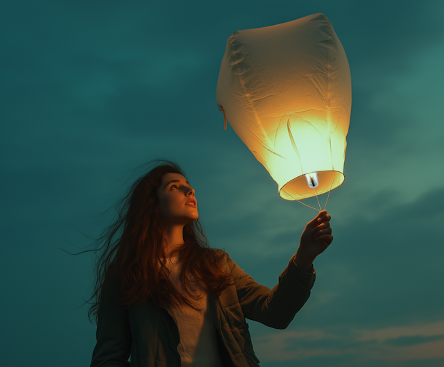 Woman with Sky Lantern